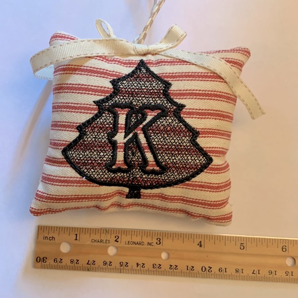 K monogram Handmade pillow Christmas tree ornament - Picture 3 of 3